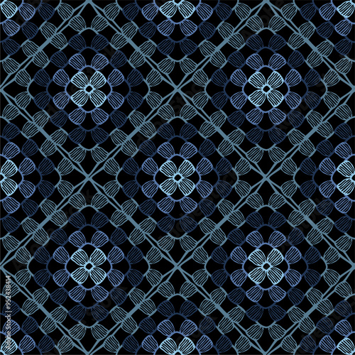 Pattern with crochet granny square wallpaper handmade decorative art design print 