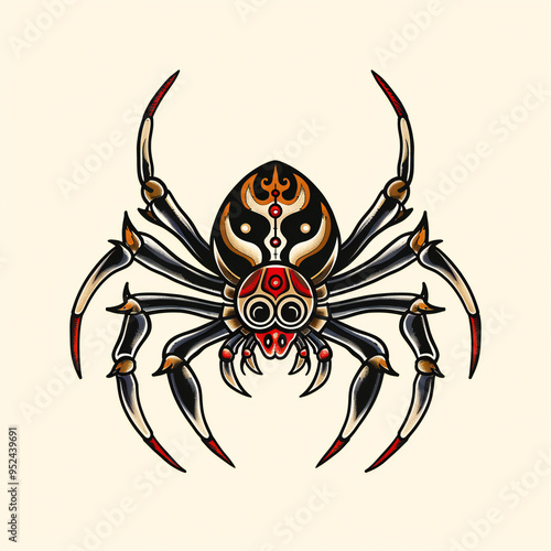 Spider head very simple traditional tattoo flash styles illustration