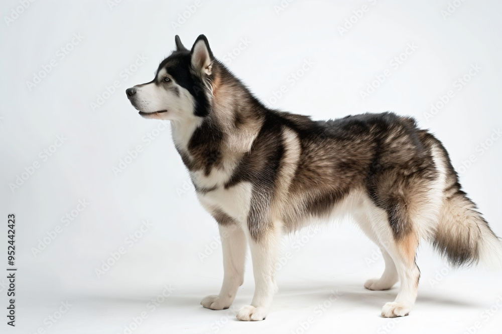 a husky dog standing on a white surface a husky dog standing on a white surface