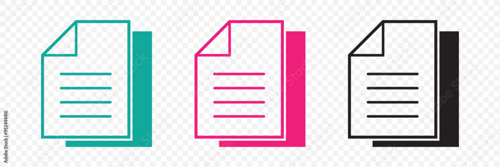 Document icon vector isolated on transparent background. Paper icon. File Icon Document icon vector isolated on transparent background. Paper icon. File Icon