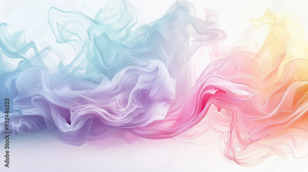 A colorful, flowing piece of fabric with a rainbow pattern A colorful, flowing piece of fabric with a rainbow pattern