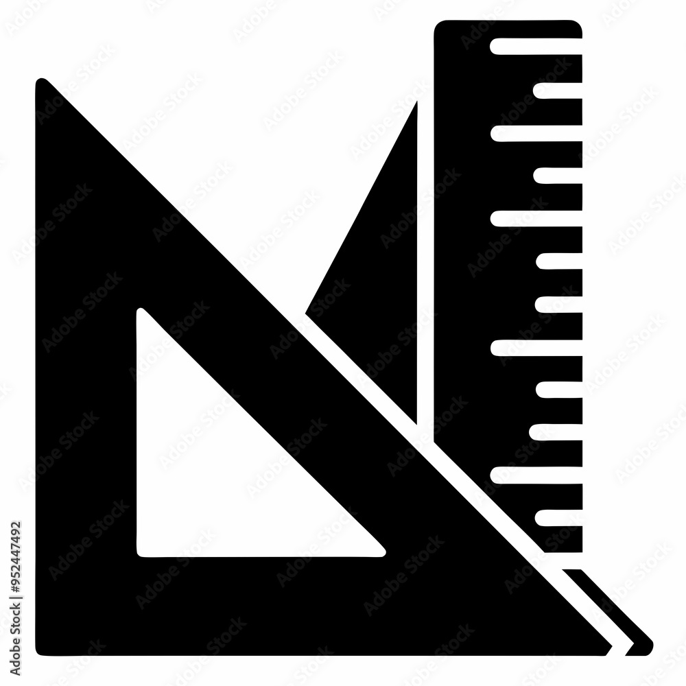 Ruler and setsquare Black silhouette Ruler and setsquare Black silhouette