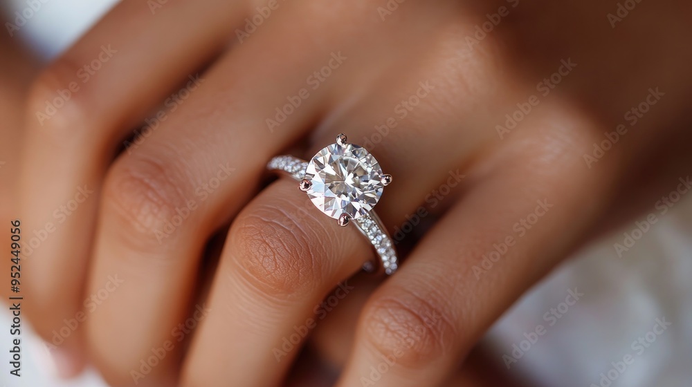 A close-up of a diamond ring on a couple hands, symbolizing the bond of marriage and eternal commitment A close-up of a diamond ring on a couple hands, symbolizing the bond of marriage and eternal commitment
