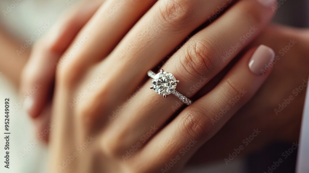 A close-up of a diamond ring on a couple hands, symbolizing the bond of marriage and eternal commitment A close-up of a diamond ring on a couple hands, symbolizing the bond of marriage and eternal commitment