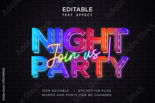 night party neon editable text effect