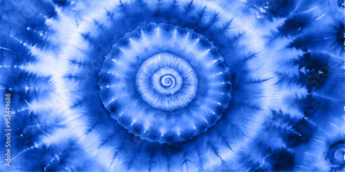 Tie Dye Shibori - horizontal Vector Background in Indigo color. Watercolour vector Texture. Organic Texture Element Wabi Sabi, Ikat.