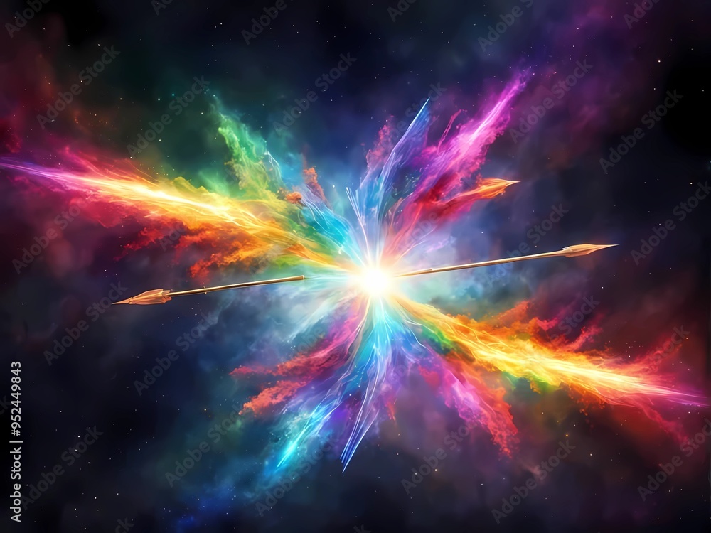 Arrows that explode in the sky with beautiful colors above the sky Arrows that explode in the sky with beautiful colors above the sky