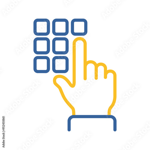 Hand finger entering pin code icon