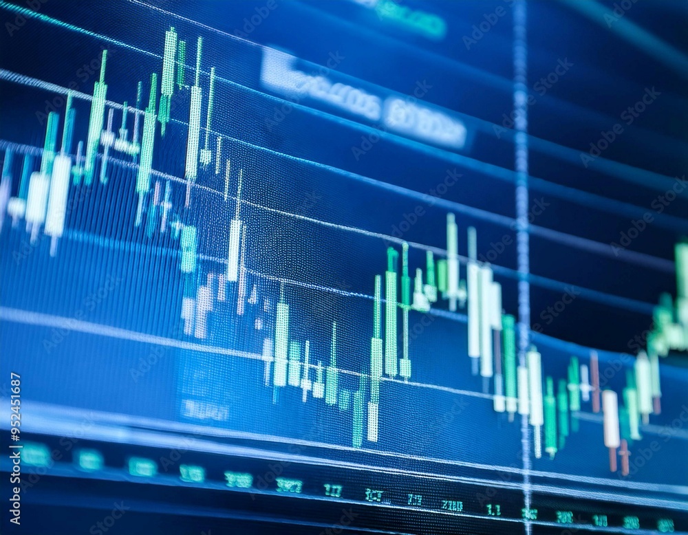 Stock market charts displayed on a screen, representing financial trading, market analysis, and investment. Stock market charts displayed on a screen, representing financial trading, market analysis, and investment.