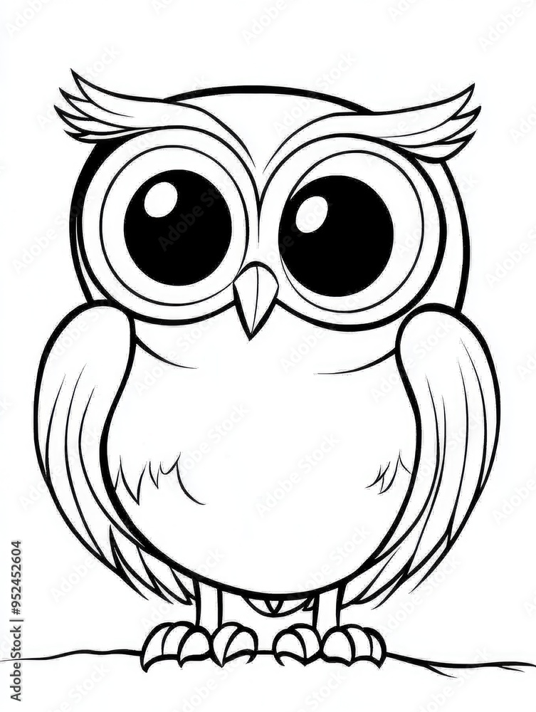 Obraz premium A charming owl coloring page designed for toddlers to explore creativity and simple art while enjoying an engaging activity