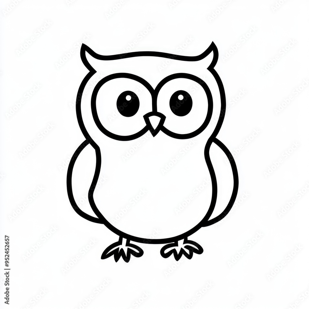 Fototapeta premium Engaging and simple owl coloring page designed for young children to explore creativity through art in a fun and playful way