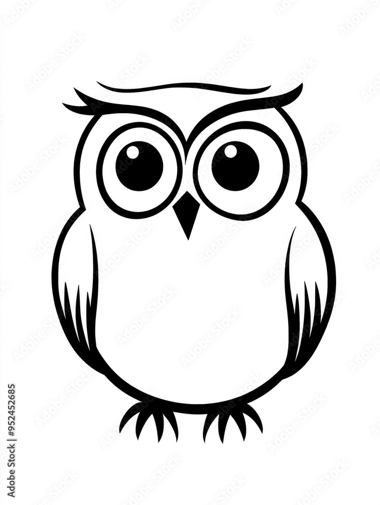 Fototapeta premium Fun and simple owl coloring page for toddlers, perfect for unleashing creativity and learning about animals at home or in preschool