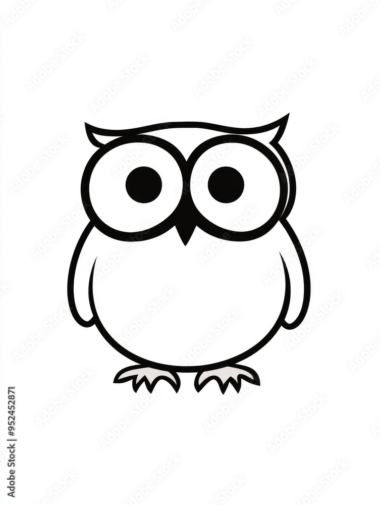 Fototapeta premium A simple and engaging owl coloring page designed for creative fun for toddlers aged two, perfect for fostering early artistic skills and exploration