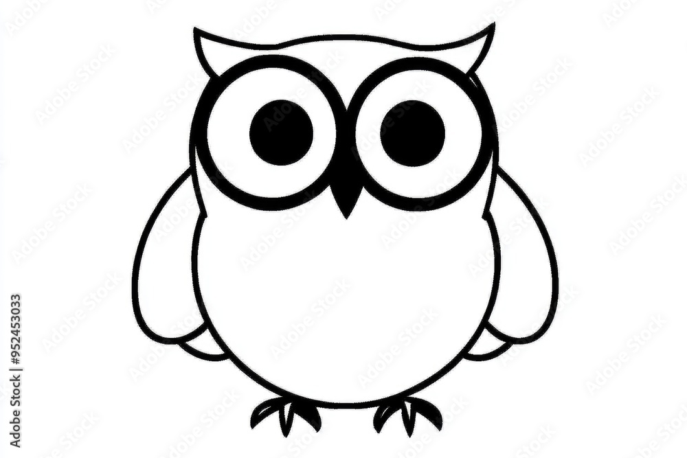 Fototapeta premium Enjoy a delightful and simple owl coloring page, perfect for toddlers to explore their creativity and develop fine motor skills during playtime