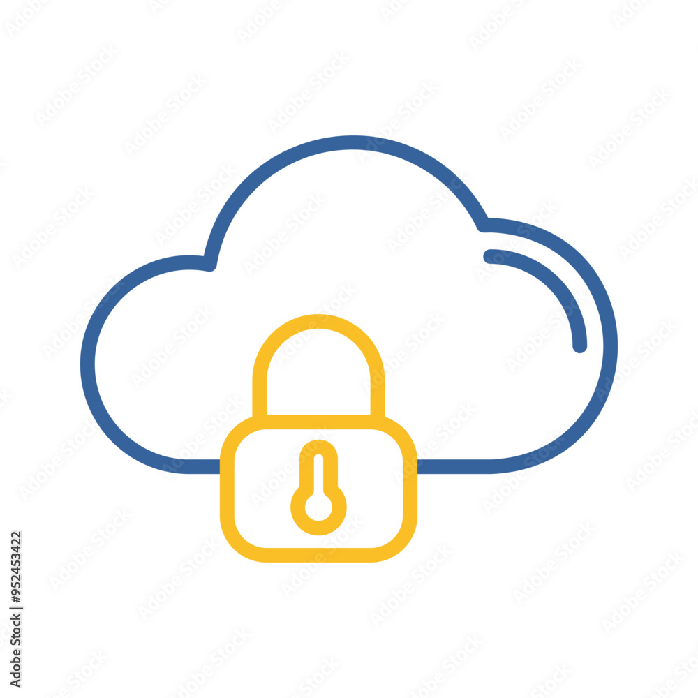 Cloud security vector icon. Data cloud with lock Cloud security vector icon. Data cloud with lock
