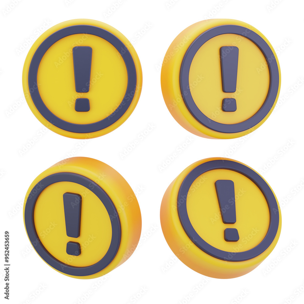 3D Yellow Round Warning Sign Symbol Danger Caution Risk Traffic 3D Yellow Round Warning Sign Symbol Danger Caution Risk Traffic