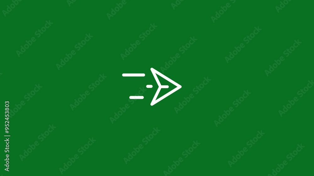 Paper rocket send massage icon animation,paper rocket direction concept