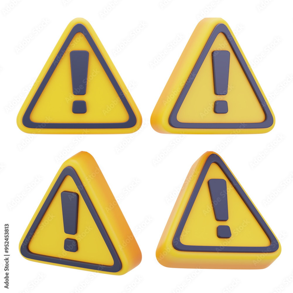 3D Yellow Triangle Warning Sign Symbol Danger Caution Risk Traffic 3D Yellow Triangle Warning Sign Symbol Danger Caution Risk Traffic