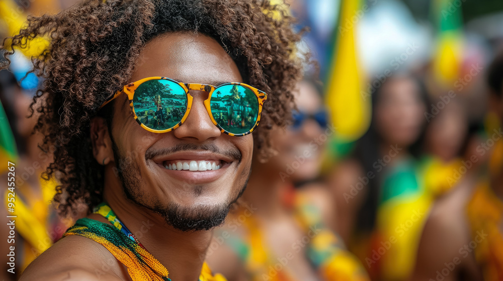 photo of group of cheerful brazilians with brazilian flags on street of rio de janeiro, brazil independence day, country symbol, festival, holiday, carnival, woman, man, celebration, yellow, green photo of group of cheerful brazilians with brazilian flags on street of rio de janeiro, brazil independence day, country symbol, festival, holiday, carnival, woman, man, celebration, yellow, green