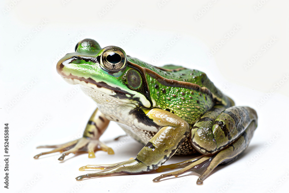 a frog with a green and black stripe on its body a frog with a green and black stripe on its body
