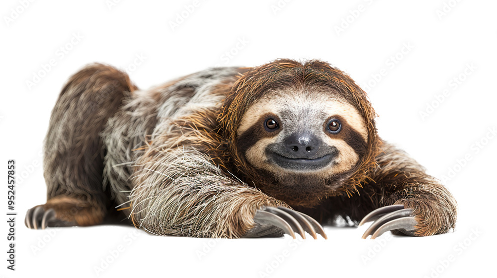 Fototapeta premium Sloth isolated on transparent background, PNG