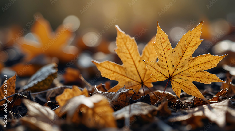 Autumn leaves on the ground, Defocused dry autumn leaves in nature. Ai generative Autumn leaves on the ground, Defocused dry autumn leaves in nature. Ai generative
