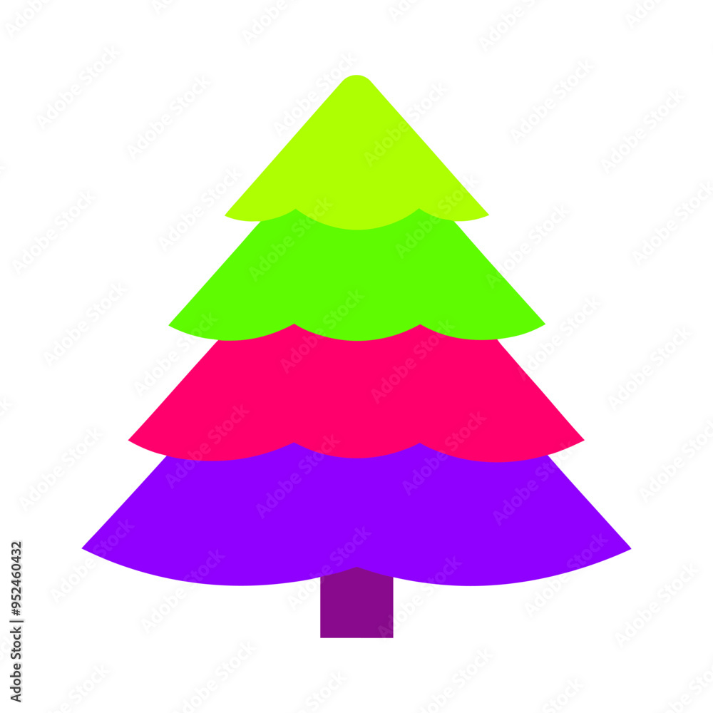 Colorful Christmas tree icon with neon layers isolated on white Colorful Christmas tree icon with neon layers isolated on white
