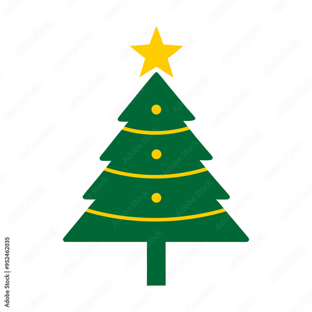 Decorated Christmas tree with star icon. isolated on white Decorated Christmas tree with star icon. isolated on white