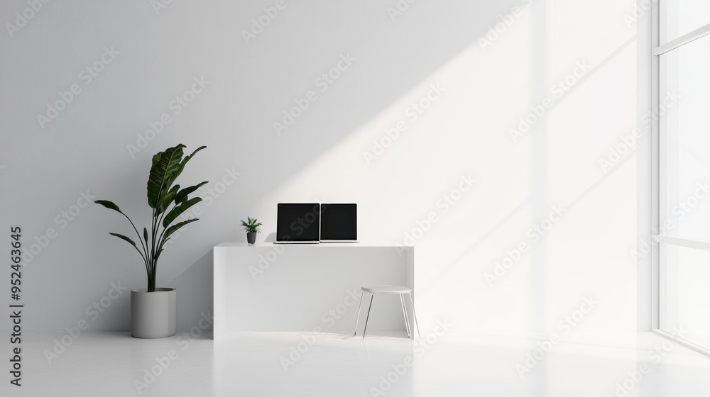 Modern website design with a minimalist approach, set on a white background for a clean and sophisticated look Modern website design with a minimalist approach, set on a white background for a clean and sophisticated look
