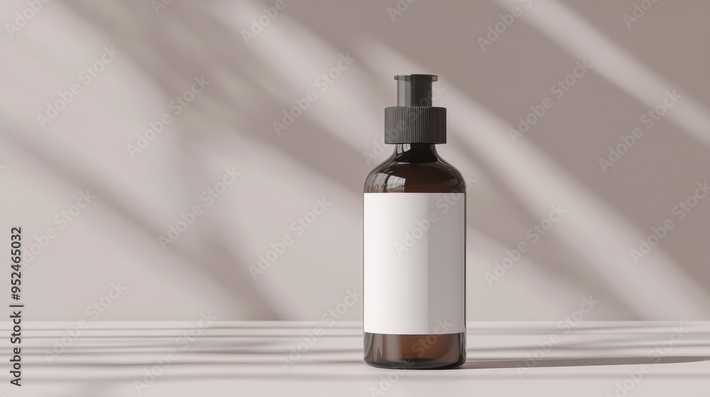 Clean and Fresh Spray Bottle Mockup on Soft Neutral Background with Reflections and Shadows Clean and Fresh Spray Bottle Mockup on Soft Neutral Background with Reflections and Shadows