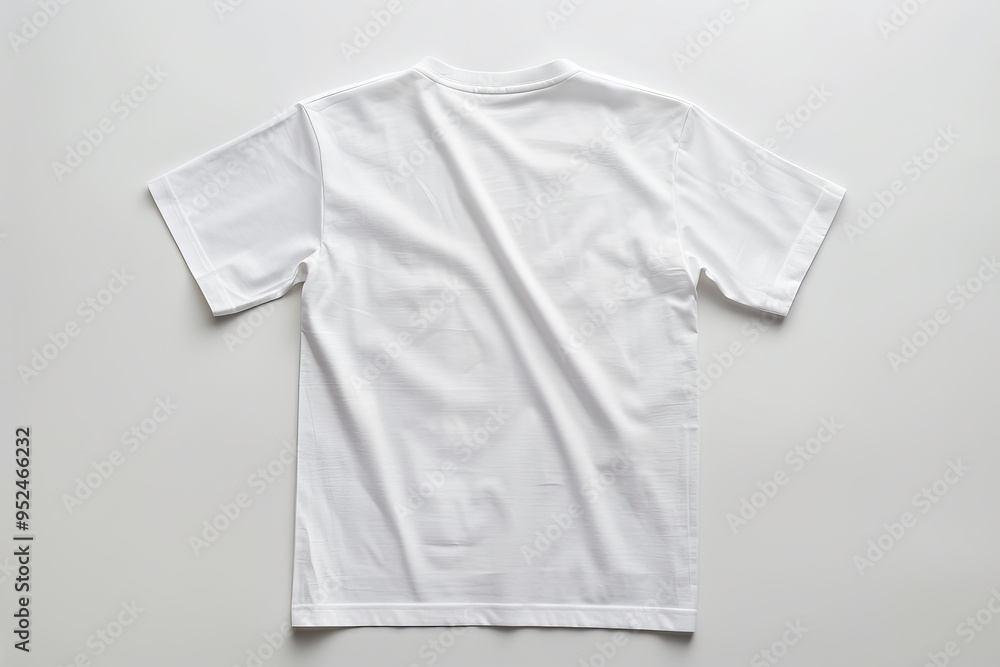 professional product photo of the back of a plain white t-shirt flat and uncreased