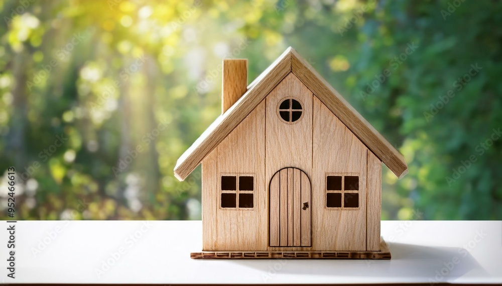 木製の家の模型（wooden house model）
