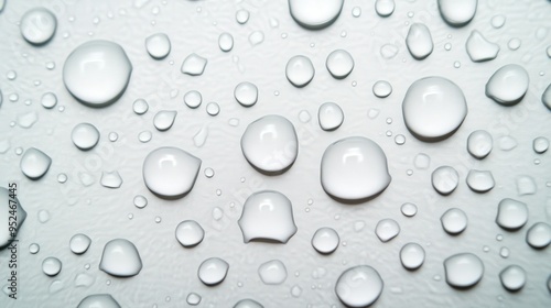 Raindrops Dancing on a Polished Surface, a mesmerizing display of droplets glistening, reflecting light, creating a serene atmosphere, space for text
