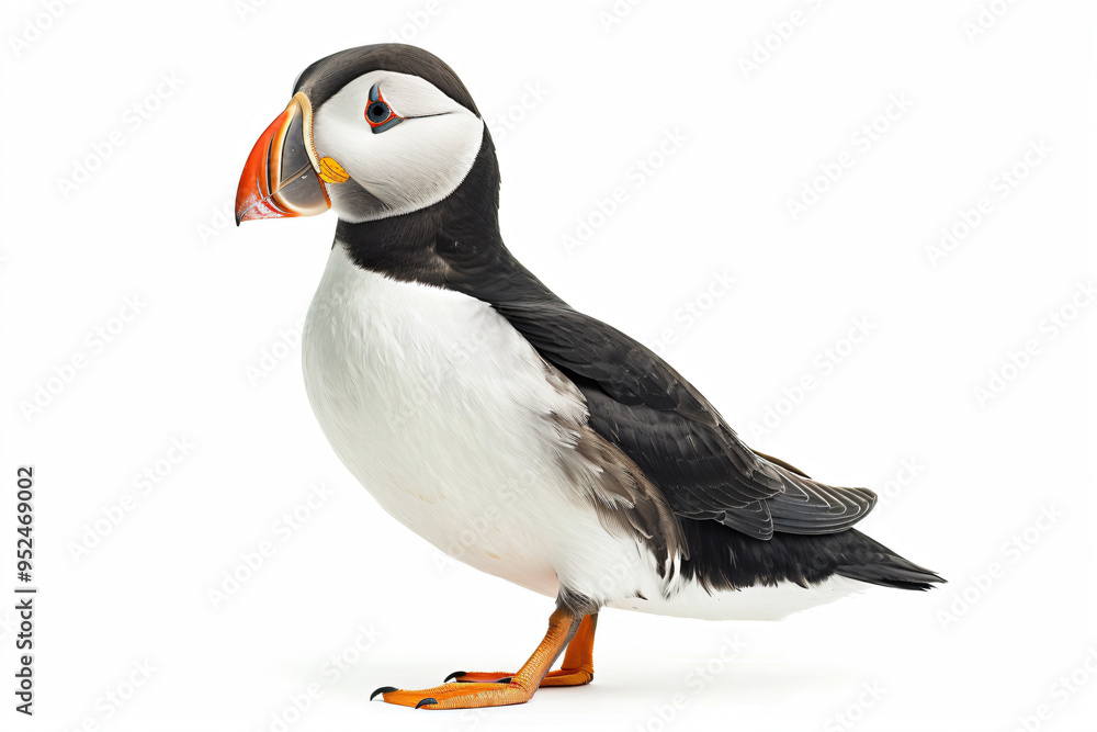 Naklejka premium a puffin bird with a bright orange beak