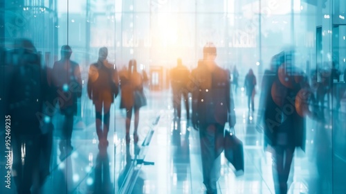 Blurred background. Modern Urban Life Individuals on the Move Within a Vibrant Airport Arrival Terminal