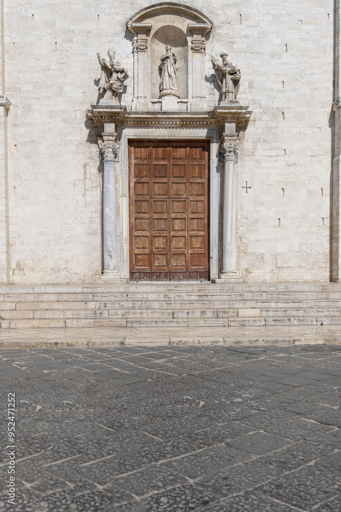 Facade of medieval Bari Cathedral (Cathedral of Saint Sabinus), Bari, Italy, Apulia