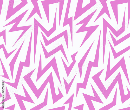 Abstract drawing of pink triangles on a white background.Seamless pattern.