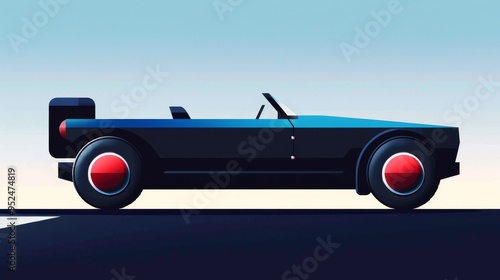 A retro illustration of a convertible car, embodying freedom and fun on a summer trip