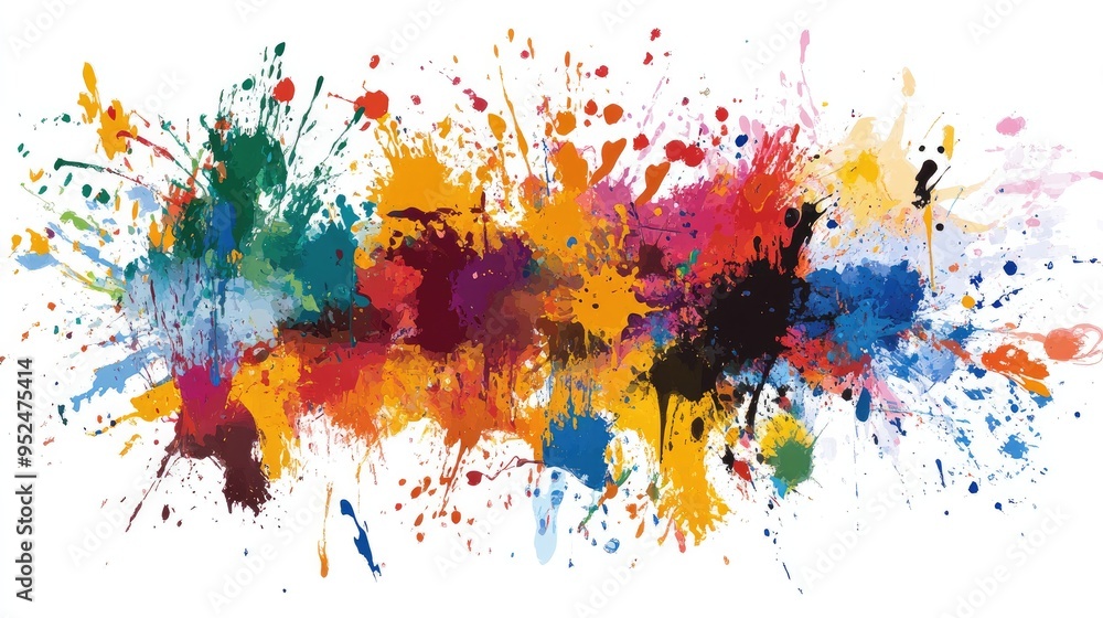 Fototapeta premium A collection of abstract paint splatters in bold colors, offering a creative and expressive design element