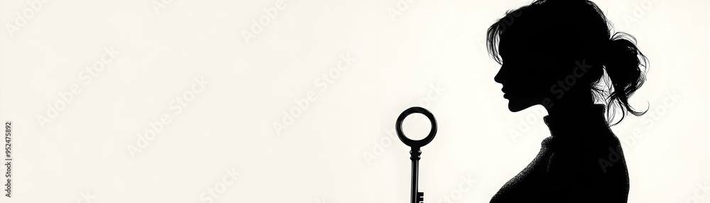 Plus Size Model Silhouette and Key with Unlock Text concept as An abstract vector featuring a silhouette of a plus size model paired with a key symbol and the word Unlock. The elements are isolated on Plus Size Model Silhouette and Key with Unlock Text concept as An abstract vector featuring a silhouette of a plus size model paired with a key symbol and the word Unlock. The elements are isolated on