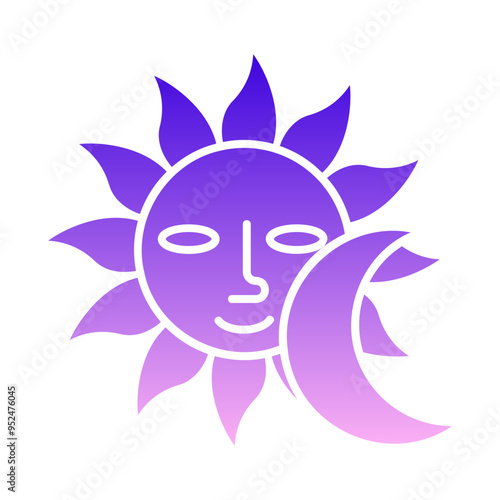 sun and crescent moon