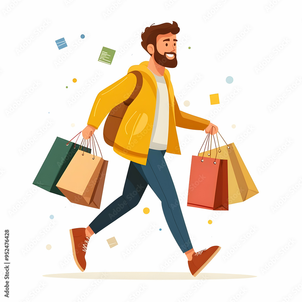 Flat Shopper Rushing Through Store concept as Candid shot of a shopper hurrying through a store with multiple shopping bags capturing the sense of urgency and excitement typical of Black Friday shoppi Flat Shopper Rushing Through Store concept as Candid shot of a shopper hurrying through a store with multiple shopping bags capturing the sense of urgency and excitement typical of Black Friday shoppi