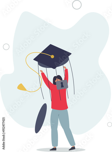 Student loan debt, money trap that graduated have to payback huge amount of money, expensive cost for education concept.flat design with people.