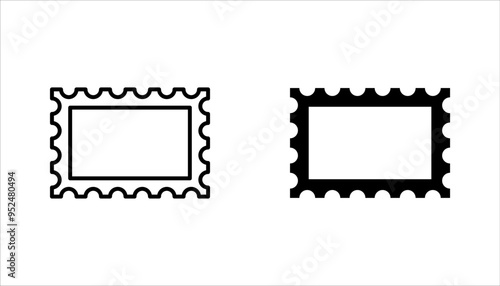 Postage stamps linear icon set. Collecting rare postmarks hobby, vector illustration on white background