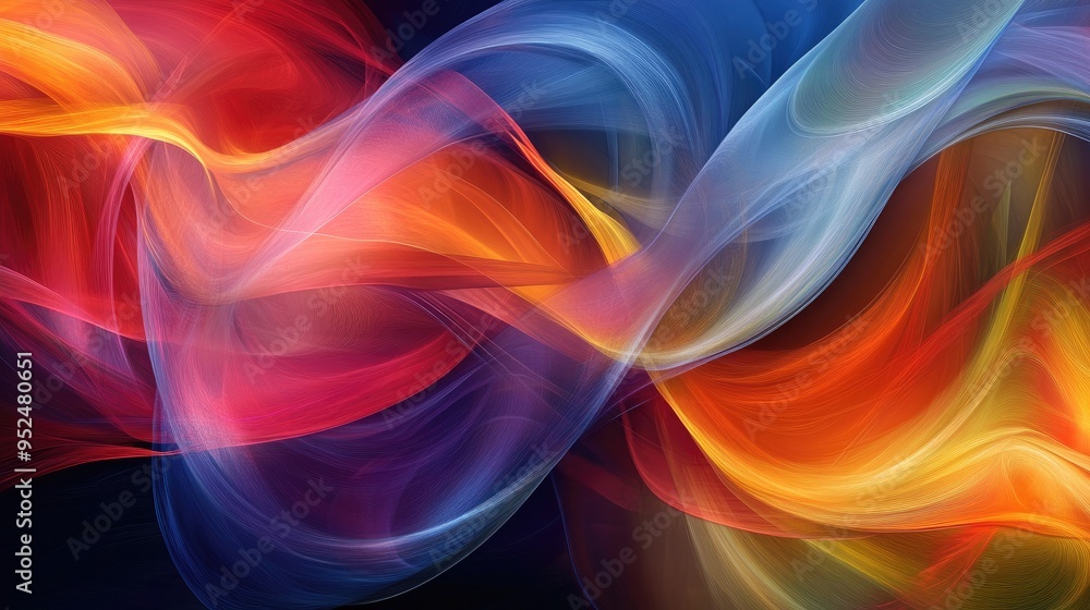 An abstract design of flowing, curved lines in multiple colors, creating a dynamic and energetic composition An abstract design of flowing, curved lines in multiple colors, creating a dynamic and energetic composition