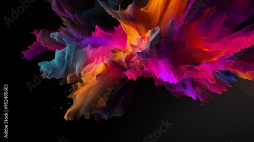 Vivid Color Explosion Abstract Art Vibrant Red Orange Blue Pink Black Background