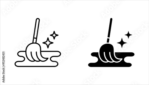 mop icon set. Floor mop icons. Cleaning symbol vector illustration on white background