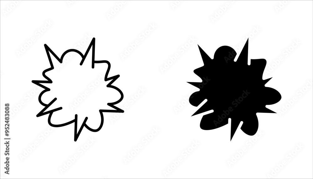 explosion icon set, from army and war collection. Thin linear explosion, fire, burst outline icon vector illustration on white background explosion icon set, from army and war collection. Thin linear explosion, fire, burst outline icon vector illustration on white background