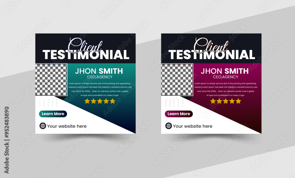 Fototapeta premium Social networking post template for client testimonials and feedback.