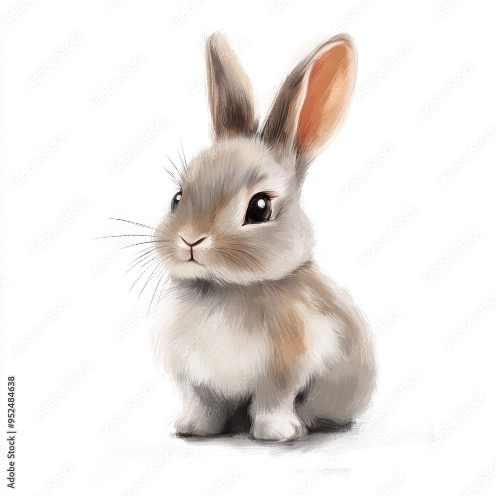 A Cute Gray Rabbit with Big Eyes and Long Ears A Cute Gray Rabbit with Big Eyes and Long Ears
